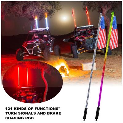 China Loyo Aluminum PC+ Led Whips App Control Bluetooths RGB 2Pcs 5Ft Multi Color Buggy Kit For Polaris Rzr 800 for sale