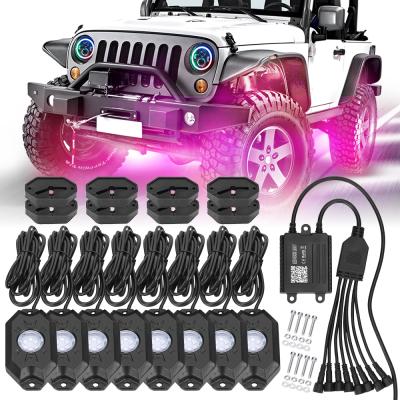 China Loyo 6pcs Small Size Aluminum 9w 4/8/12 Lugs Led Chips Toggle Lamp Blue-Tooth Control Rock Light For Off Road Truck ATV RZR UTV SUV Car for sale