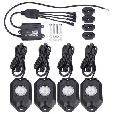 China Whole Sales Price Waterproff Loyo Dustproof Led Rgb Rock Light 12V Led Rock Lights 4 Pods Led Light For Atv Suv Rzr Truck Off-Road Vehicles for sale