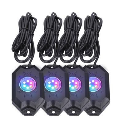 China Security RGB Led Car Rock Lights IP Waterproof 68 Led Lighting 4 Pods RGB Rock Lights For Jeep Off Road Truck Atv Suv Rzr for sale