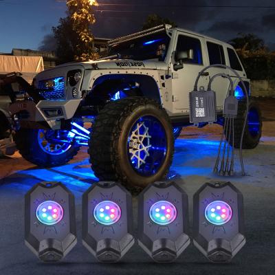 China LOYO Safety Car Best Seller RGB Rock Light 121 Colors Changed Models 9W RGBW Rock Light 8 Pods Rock Lights For Trucks for sale