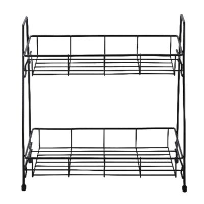 China Modern Metal 2 Tier Iron Kitchen Countertops Rack Shelves Spice Rack For Storage Space Bottle for sale