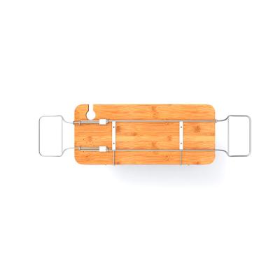 China EUROPEAN Multifunctional Bamboo Wooden Trolley Tray With Extending Sides Bathtub Tub for sale