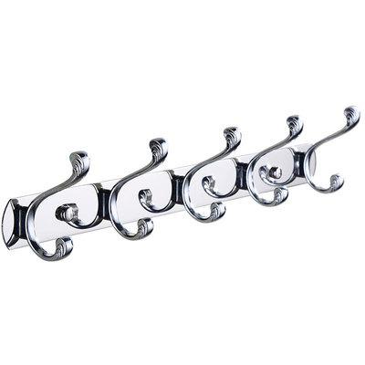 China Hot Sale Strong Load Bearing Stainless Steel Wall Hanger 5 Hooks Metal Hangers For Bathroom for sale