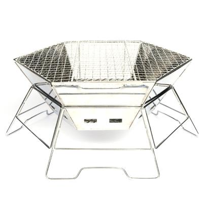 China Stainless Steel Outdoor Camping Fire Stove Portable Fire Pit Cover Fireplace Charcoal Grill for sale