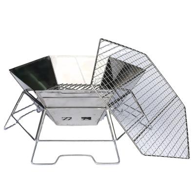 China Portable Stainless Steel BBQ BBQ Grilling Stainless Steel Charcoal Outdoor Camping Foldable Grill for sale