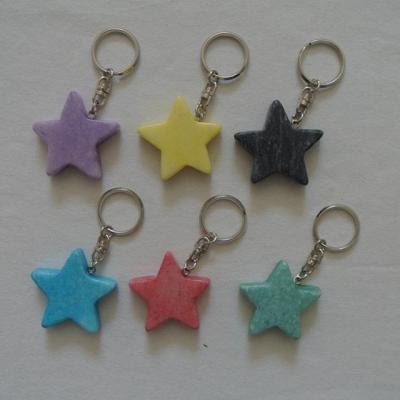 China Natural Marble Colorful Star Gift Stone Key Chain Gifts Star Key Chain for sale