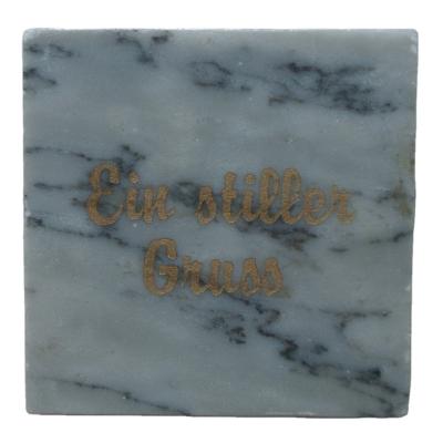 China Europe Square Marble Shape Natural Stone Coaster With Custom Made Engraved With Foot Pats for sale