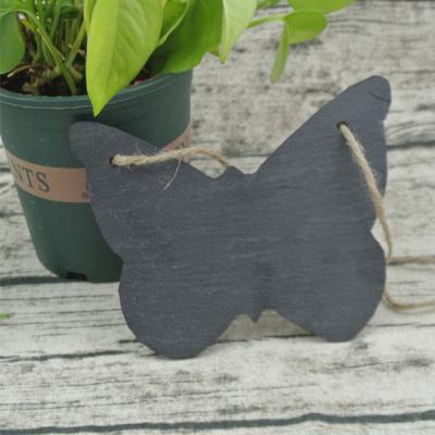 China Europe slate slabs hanging butterfly shape slate slab for decoration for sale