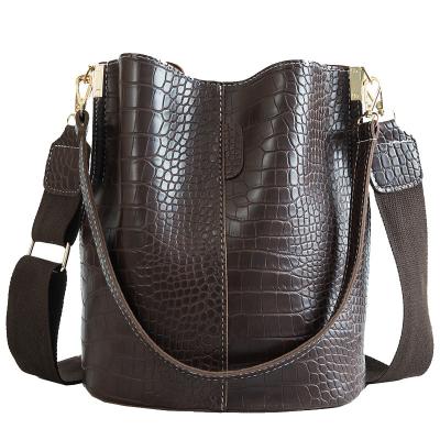 China Famous Fashion Brand Designer Crocodile Skin Bag Fashion Women Handbags Leather Shoulder Bucket Bags for sale