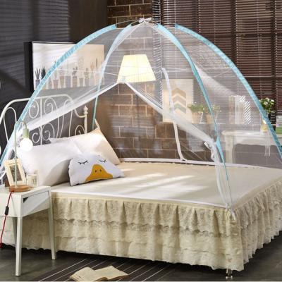 China Folded Plastic Tube Support Polyester Fiber Designer Mosquito Net For Bed Double for sale