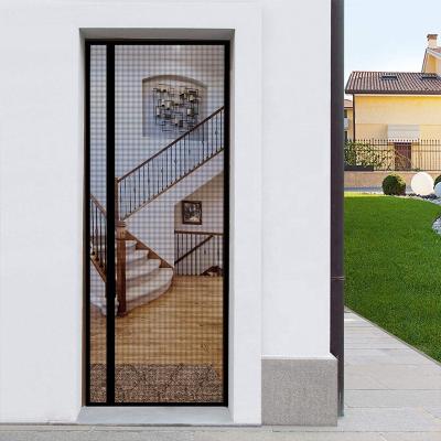 China New Design Fiberglass Opening Polyester Screen Mesh Door Left Right Side Magnetic Durable Side Open Screen Door for sale