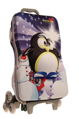 China Cartoon Penguin Kids Rolling Backpack For School , Customized for sale