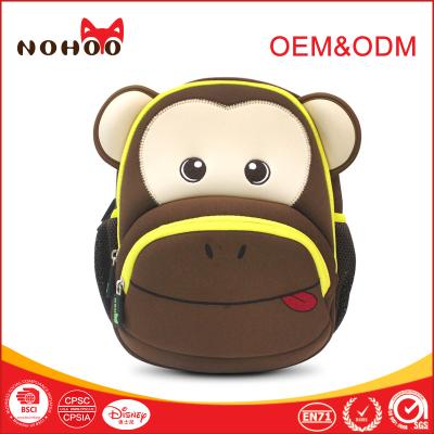 China 0.29KG Smart Monkey Children School Backpack 3D Cartoon Shockproof Colorful for sale