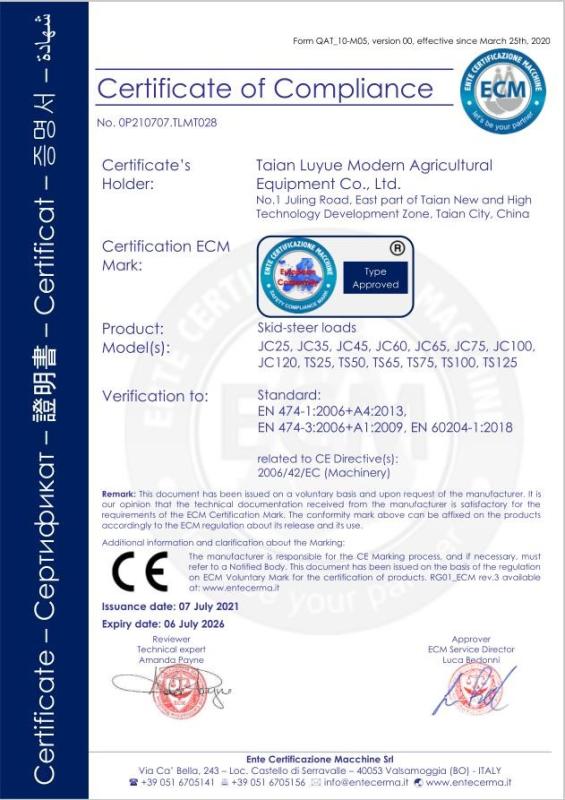 CE - TAIAN LUYUE MODERN AGRICULTURAL EQUIPMENT CO.,LTD