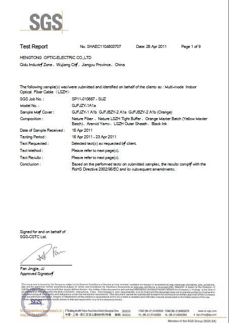 RoHS for indoor fiber cable - QINGDAO FOCONEC TECHNOLOGIES CO., LTD.