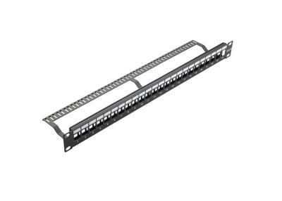 China 19 Inch Rack Mount Copper Patch Panel , 24 Port RJ45 Patch Panel With Cable Manager for sale