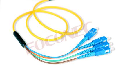 China SC 4 Fiber Flat Ribbon Fiber Optic Patch Cord With Cylinder Fanout Kit for sale