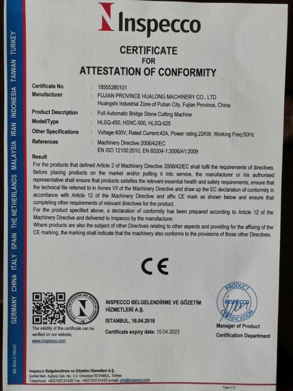 CE - Fujian Province Hualong Machinery Co., Ltd.