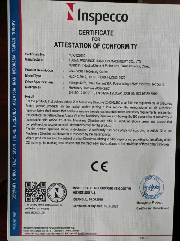 CE - Fujian Province Hualong Machinery Co., Ltd.