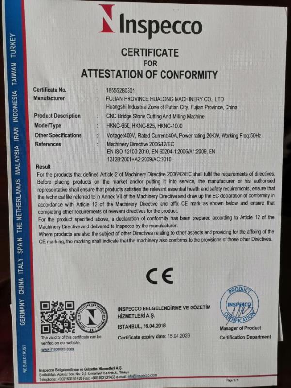 CE - Fujian Province Hualong Machinery Co., Ltd.