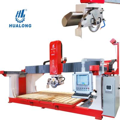 China Building Material Shops HUALONG Machinery HKNC Series Stone Bridge Saw 5 Axis Granite CNC Machine For Countertop Tombstone for sale