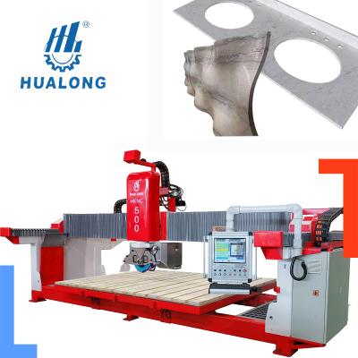 China Building Material Shops HUALONG Machinery HKNC-500 High Efficiency 5 Axis CNC Stone Verstile Granite Bridge Stone Marble Cutting Machine For Countertop for sale