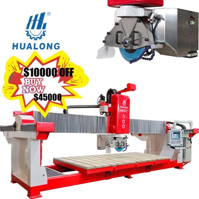 China Building Material Shops HUALONG Stone Machinery HKNC-500 Granite Marble Countertop Cutting Machine CNC Router 5 Axis Bridge Saw for sale