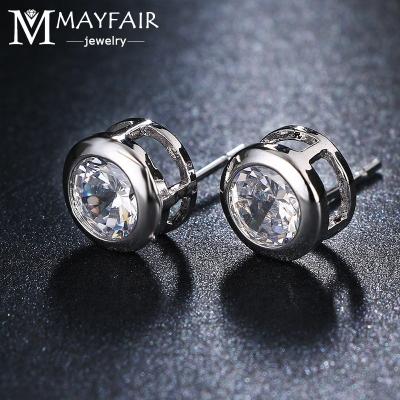 China MAYFAIR Women Wedding Gifts Delicate White Cartilage Piercing Stud Earrings FASHION Mini Korean Zircon Earrings For Women Fashion Accessories for sale