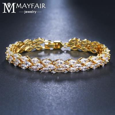 China MAYFAIR Rose Gold Plated Fashion Jewelry TRENDY White Wedding Party Christmas Gift For Women Cubic Zircon Bracelets Good Quality Bangle for sale