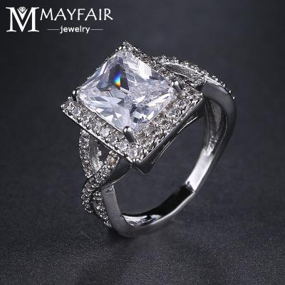 China New Trendy Trendy Square Shape Zircon Wedding Rings For Female Finger Metal Ring Jewelry Romantic White Girlfriend Women Engagement for sale