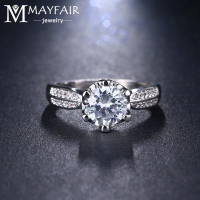 China TRENDY Bling White Gold Plated A.C.A. Zircon Ring Jewelry Women CZ Crystal Diamond Female Wholesale Wedding Bridal Jewelry Rings for sale