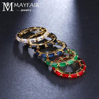 China MAYFAIR FASHIONABLE Multi Colors Gold Plated Cubic Zircon Women's Wedding Bands Diamond Engagement Fashion Jewelry Rings for sale