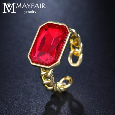 China NEW DESIGN FASHIONABLE MAYFAIR Girls Women Open Stone Adjustable Crystal Rings Multi Colors Ring Jewelry Gold Plated Custom Large for sale