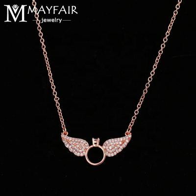 China Mayfair TRENDY 2022 New Style Necklace Jewelry Fashion Zircon Cute Chain Angel Wing Pendant Necklace For Women Gifts for sale