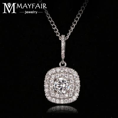 China TRENDY Classic Mayfair Big Square CZ Stone White Gold Plated Necklace Wedding For Lady Delicate Party Wear Women Zircon Jewelry for sale