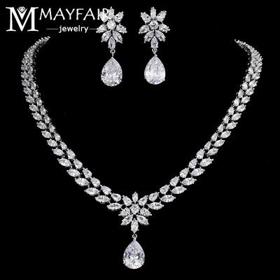 China Wholesale FASHIONABLE Marquise Cut Earrings from MAYFAIR China and Bridal Flower CZ Crystal Stone Accessories Necklace Women Jewelry Sets for sale