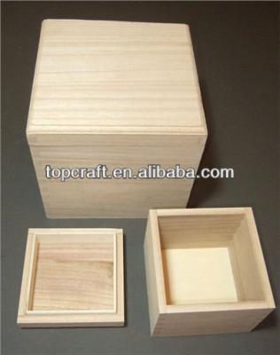 China 4 Stackable Plain Cube Shape Recyclable Wooden Boxes for sale