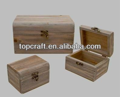 China Set 3 Recyclable Chests/Storage Boxes/Rustic Natural Wooden Jewelry Boxes. gift idea for sale