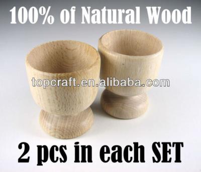 China Europe set of 2 simple WOODEN EGG CUP, 100% natural wood, craft - for decoration for sale