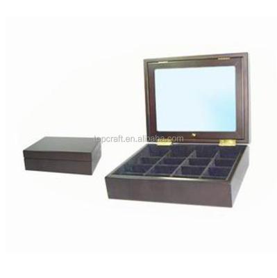 China Recycled Materials Severed Solid Wood Tea Box With Clear Lid for sale