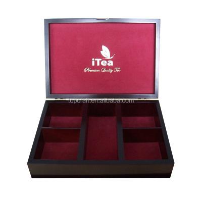 China Fancy Repurposed Materials Mahogany Finish BIG Tea Bag Storage Box for sale