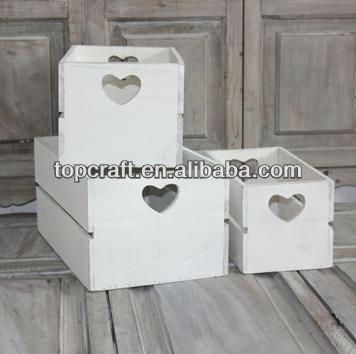 China Europe VINTAGE STYLE WOODEN BOX, WHITE RUSTIC FRUIT VEG STORAGE BOX, 3 SIZES for sale