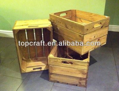 China Vintage Europe Wooden Crates Handmade Rustic Look Storage Box Crate Shabby Chic for sale