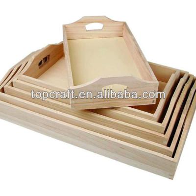 China Europe 6 x Breakfast Wooden Serving Tray With Handles Decorate / To Personalize Art Craft Kitchen for sale