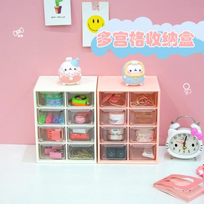 China 2021 Hot Sale 8 Compartment PS Household Desktop Viable Transparent Jewelry Cosmetic Plastic Drawer Organizer Box Dustproof Mini Box for sale