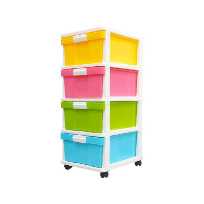 China Minimalist 4 Layers Factory Direct Household Baby Storage Box Plastic Cabinet Drawers Organizer With Wheels for sale