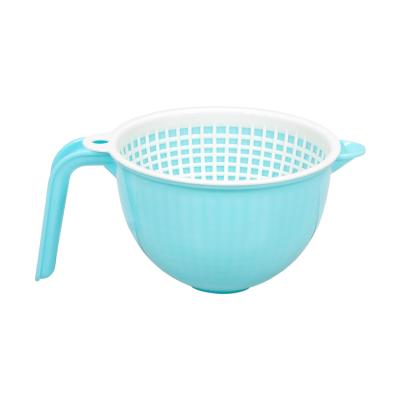 China Viable Plant Design PP Fruit Plastic Storage Wash Bowl Kitchen Single Vegetable Drain Basket With Handle for sale