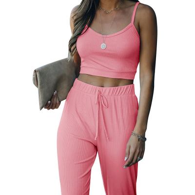 China New Women's Breathable Loungewear Set Sling With Long Pants Fashion Spring And Summer Leisure Wear for sale