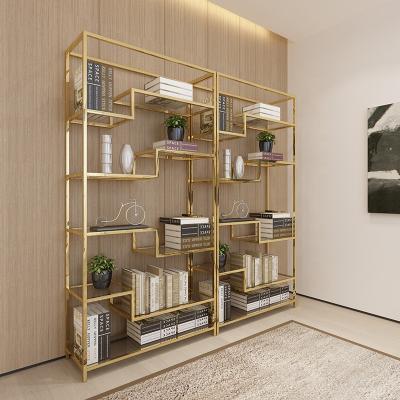 China Simple Luxury Modern Bookcase Simple Style Stainless Steel Bookcase Home Made Storage Racks Modern Storage Rack for sale